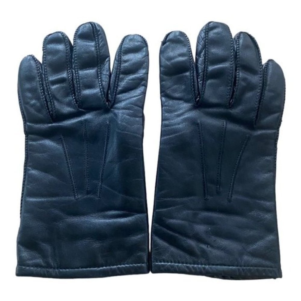 Danier Black Polished Leather Fleece Thinsulate Lined Gloves Men's US M